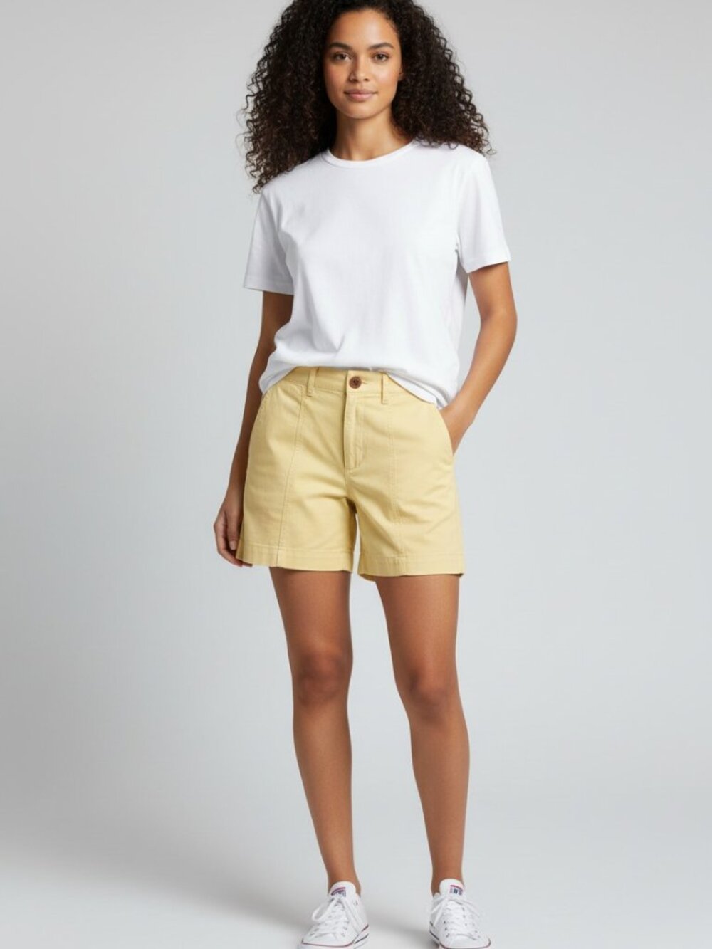 Re/Done Yellow Cotton Twill Button Fly Hi Rise Shorts NWOT 28 Waist